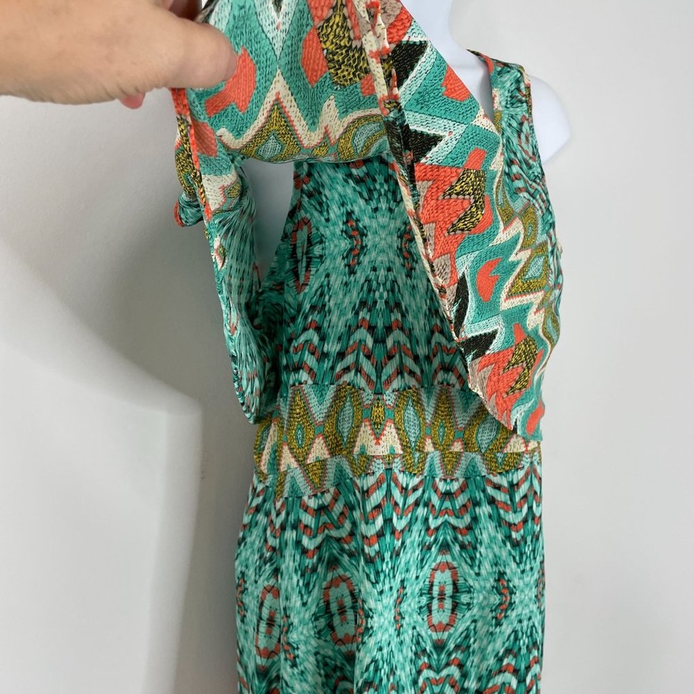 Altar'd State Dress M Aqua Coral Southwest Aztec Flowy Comfortable Maxi Long - Picture 5 of 13